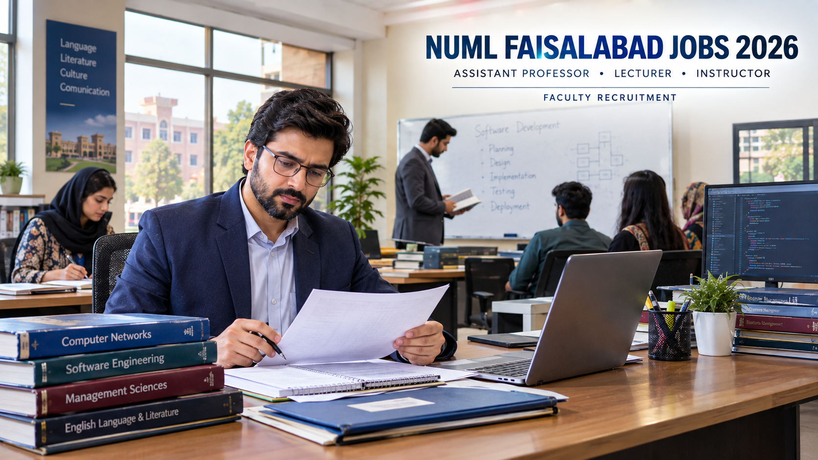 NUML Faisalabad Jobs 2026 advertisement for Assistant Professor, Lecturer and Instructor