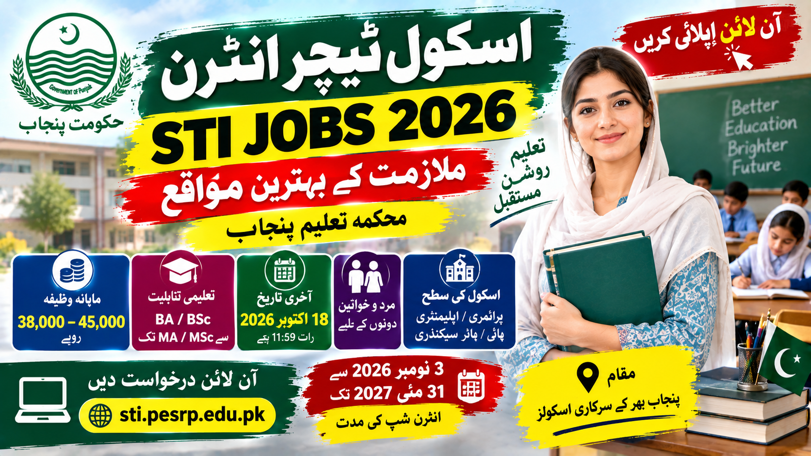 STI Jobs 2026 – School Teacher Intern vacancies in Punjab